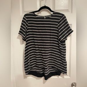 Black striped silk top